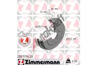 ZIMMERMANN Brzdový buben COAT Z - 228 mm ZIM 250.1774.20, 250.1774.20 ZIMMERMANN Brzdový buben COAT Z - 228 mm ZIM 250.1774.20, 250.1774.20