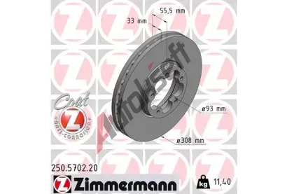 ZIMMERMANN Brzdov kotou COAT Z - 308 mm ZIM 250.5702.20, 250.5702.20