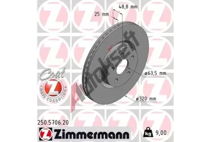 ZIMMERMANN Brzdov kotou COAT Z - 320 mm ZIM 250.5706.20, 250.5706.20
