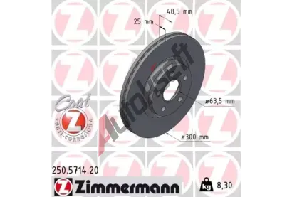 ZIMMERMANN Brzdový kotouč COAT Z - 300 mm ZIM 250.5714.20, 250.5714.20  ZIMMERMANN Brzdový kotouč COAT Z - 300 mm ZIM 250.5714.20, 250.5714.20
