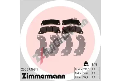 ZIMMERMANN Sada brzdovch destiek ZIM 25007.168.1, 25007.168.1