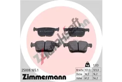 ZIMMERMANN Sada brzdovch destiek ZIM 25008.165.1, 25008.165.1