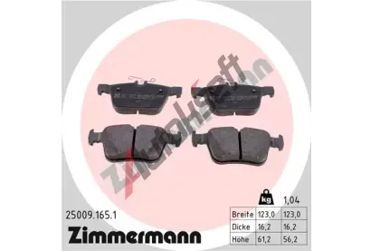 ZIMMERMANN Sada brzdovch destiek ZIM 25009.165.1, 25009.165.1