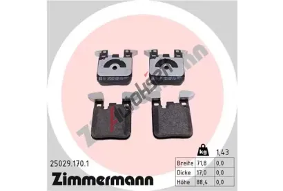 ZIMMERMANN Sada brzdových destiček ZIM 25029.170.1, 25029.170.1 ZIMMERMANN Sada brzdových destiček ZIM 25029.170.1, 25029.170.1