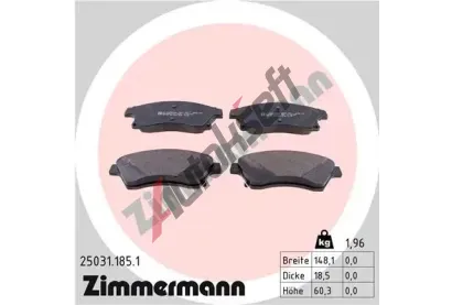 ZIMMERMANN Sada brzdovch destiek - kotouov brzda ZIM 25031.185.1, 25031.185.1