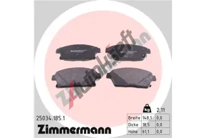 ZIMMERMANN Sada brzdovch destiek - kotouov brzda ZIM 25034.185.1, 25034.185.1