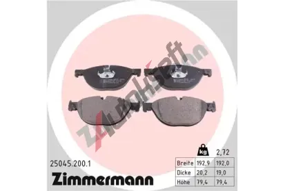 ZIMMERMANN Sada brzdových destiček ZIM 25045.200.1, 25045.200.1 ZIMMERMANN Sada brzdových destiček ZIM 25045.200.1, 25045.200.1