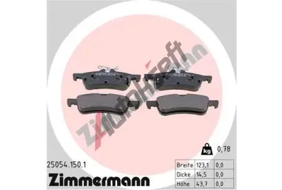 ZIMMERMANN Sada brzdových destiček ZIM 25054.150.1, 25054.150.1 ZIMMERMANN Sada brzdových destiček ZIM 25054.150.1, 25054.150.1