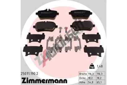ZIMMERMANN Sada brzdovch destiek ZIM 25071.190.2, 25071.190.2