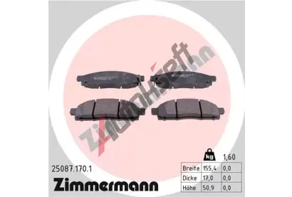 ZIMMERMANN Sada brzdovch destiek ZIM 25087.170.1, 25087.170.1