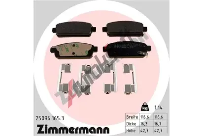 ZIMMERMANN Sada brzdovch destiek ZIM 25096.165.3, 25096.165.3