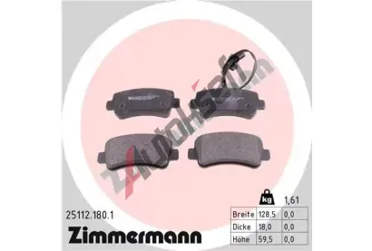 ZIMMERMANN Sada brzdových destiček ZIM 25112.180.1, 25112.180.1 ZIMMERMANN Sada brzdových destiček ZIM 25112.180.1, 25112.180.1