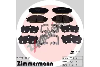 ZIMMERMANN Sada brzdovch destiek ZIM 25119.170.2, 25119.170.2