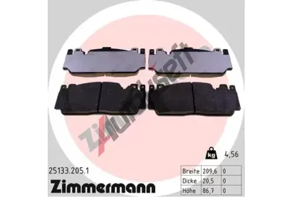 ZIMMERMANN Sada brzdovch destiek ZIM 25133.205.1, 25133.205.1