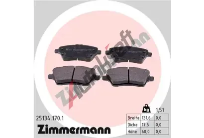 ZIMMERMANN Sada brzdovch destiek ZIM 25134.170.1, 25134.170.1