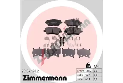 ZIMMERMANN Sada brzdových destiček ZIM 25134.170.2, 25134.170.2 ZIMMERMANN Sada brzdových destiček ZIM 25134.170.2, 25134.170.2