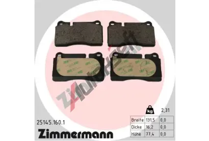 ZIMMERMANN Sada brzdovch destiek ZIM 25145.160.1, 25145.160.1