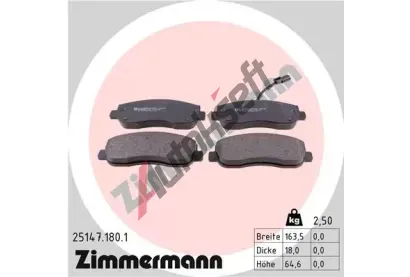 ZIMMERMANN Sada brzdových destiček - kotoučová brzda ZIM 25147.180.1, 25147.180.1 ZIMMERMANN Sada brzdových destiček - kotoučová brzda ZIM 25147.180.1, 25147.180.1