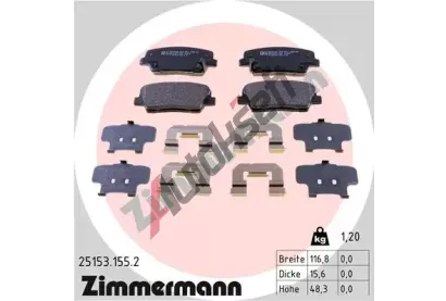 ZIMMERMANN Sada brzdovch destiek ZIM 25153.155.2, 25153.155.2