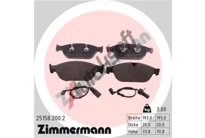 ZIMMERMANN Sada brzdovch destiek ZIM 25158.200.2, 25158.200.2