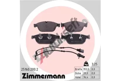 ZIMMERMANN Sada brzdovch destiek ZIM 25160.200.2, 25160.200.2