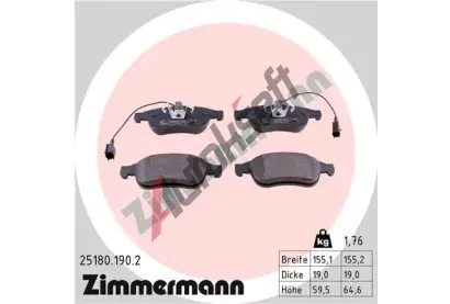 ZIMMERMANN Sada brzdovch destiek ZIM 25180.190.2, 25180.190.2