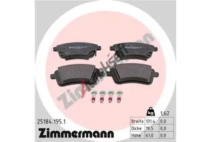 ZIMMERMANN Sada brzdových destiček ZIM 25184.195.1, 25184.195.1 ZIMMERMANN Sada brzdových destiček ZIM 25184.195.1, 25184.195.1