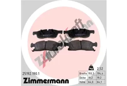 ZIMMERMANN Sada brzdovch destiek ZIM 25192.190.1, 25192.190.1