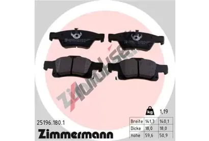 ZIMMERMANN Sada brzdovch destiek ZIM 25196.180.1, 25196.180.1