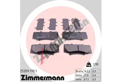 ZIMMERMANN Sada brzdových destiček ZIM 25209.170.1, 25209.170.1 ZIMMERMANN Sada brzdových destiček ZIM 25209.170.1, 25209.170.1