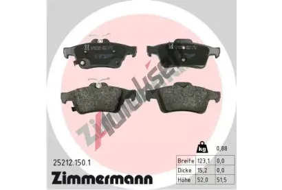 ZIMMERMANN Sada brzdových destiček ZIM 25212.150.1, 25212.150.1 ZIMMERMANN Sada brzdových destiček ZIM 25212.150.1, 25212.150.1