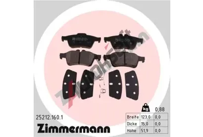 ZIMMERMANN Sada brzdovch destiek ZIM 25212.160.1, 25212.160.1