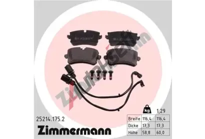 ZIMMERMANN Sada brzdovch destiek ZIM 25214.175.2, 25214.175.2