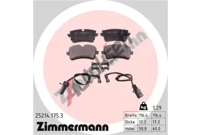 ZIMMERMANN Sada brzdovch destiek ZIM 25214.175.3, 25214.175.3