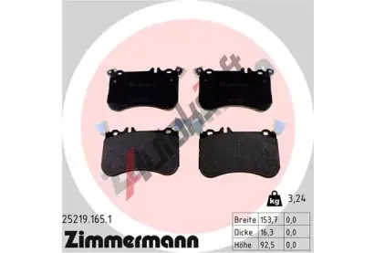 ZIMMERMANN Sada brzdovch destiek ZIM 25219.165.1, 25219.165.1