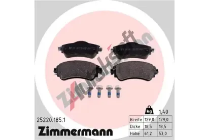 ZIMMERMANN Sada brzdovch destiek - kotouov brzda ZIM 25220.185.1, 25220.185.1