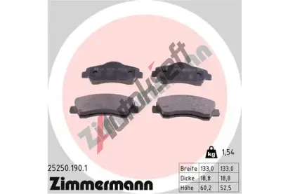 ZIMMERMANN Sada brzdových destiček ZIM 25250.190.1, 25250.190.1 ZIMMERMANN Sada brzdových destiček ZIM 25250.190.1, 25250.190.1
