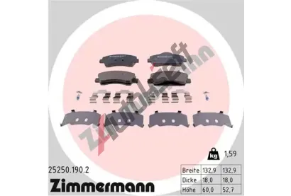 ZIMMERMANN Sada brzdovch destiek ZIM 25250.190.2, 25250.190.2