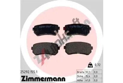 ZIMMERMANN Sada brzdovch destiek ZIM 25292.155.1, 25292.155.1