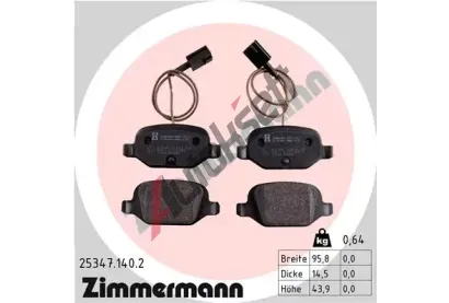 ZIMMERMANN Sada brzdovch destiek ZIM 25347.140.2, 25347.140.2