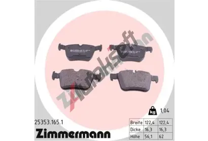 ZIMMERMANN Sada brzdovch destiek ZIM 25353.165.1, 25353.165.1