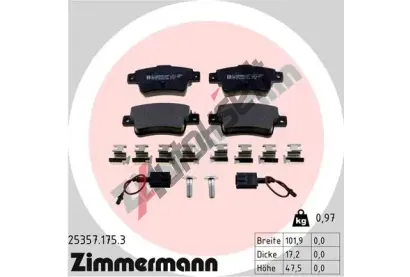 ZIMMERMANN Sada brzdovch destiek ZIM 25357.175.3, 25357.175.3