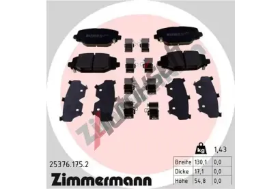 ZIMMERMANN Sada brzdovch destiek ZIM 25376.175.2, 25376.175.2