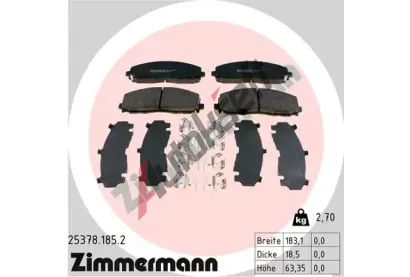 ZIMMERMANN Sada brzdovch destiek ZIM 25378.185.2, 25378.185.2
