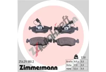 ZIMMERMANN Sada brzdových destiček ZIM 25429.180.2, 25429.180.2 ZIMMERMANN Sada brzdových destiček ZIM 25429.180.2, 25429.180.2
