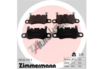 ZIMMERMANN Sada brzdovch destiek ZIM 25512.175.1, 25512.175.1