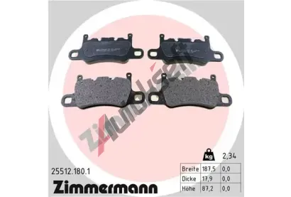 ZIMMERMANN Sada brzdovch destiek ZIM 25512.180.1, 25512.180.1