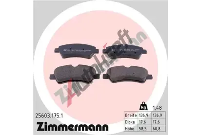 ZIMMERMANN Sada brzdových destiček ZIM 25603.175.1, 25603.175.1  ZIMMERMANN Sada brzdových destiček ZIM 25603.175.1, 25603.175.1