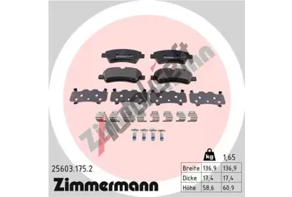 ZIMMERMANN Sada brzdových destiček ZIM 25603.175.2, 25603.175.2  ZIMMERMANN Sada brzdových destiček ZIM 25603.175.2, 25603.175.2