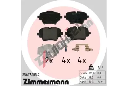 ZIMMERMANN Sada brzdov�ch desti�ek ZIM 25617.185.2, 25617.185.2